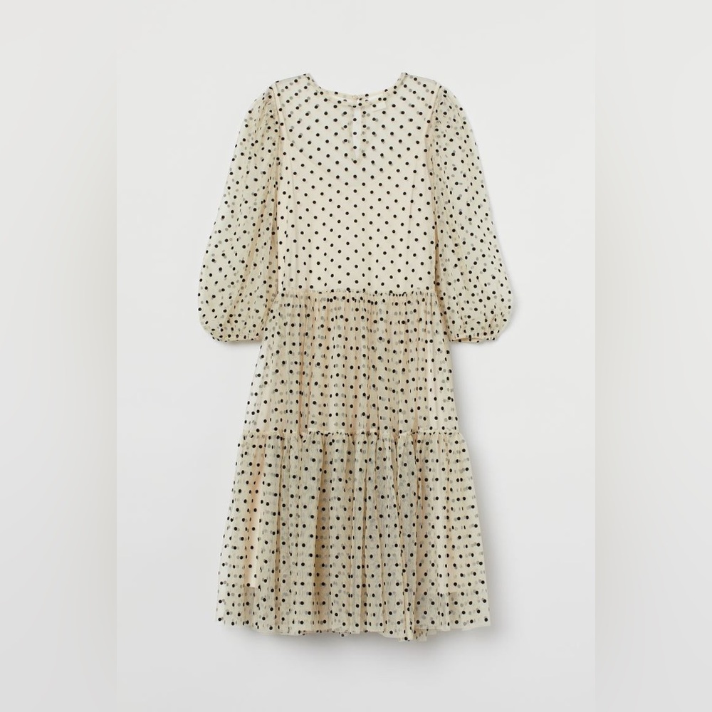 H&M polka dot mesh dress black and cream